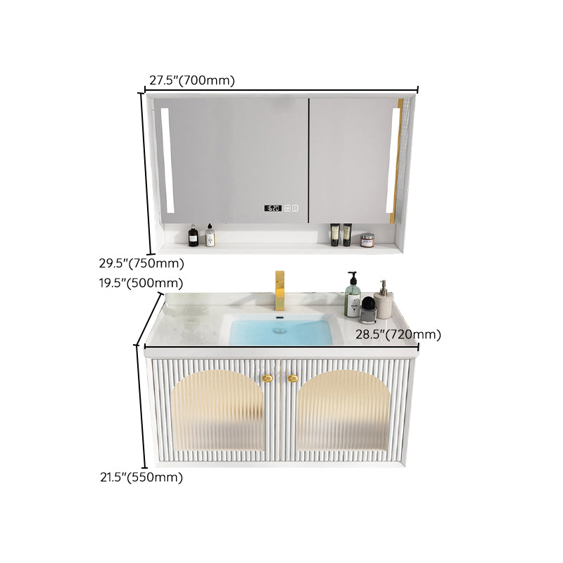 Wall Mount Bath Vanity Wood Frame Soft Close Door Single Sink White Vanity with Mirror Clearhalo 'Bathroom Remodel & Bathroom Fixtures' 'Bathroom Vanities' 'bathroom_vanities' 'Home Improvement' 'home_improvement' 'home_improvement_bathroom_vanities' 6914836