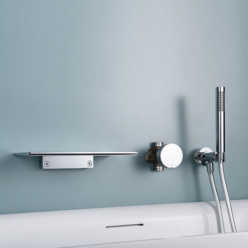 Modern Metal Tub Filler Single Handles Waterfall Tub Faucet Trim Clearhalo 'Bathroom Remodel & Bathroom Fixtures' 'Bathtub Faucets' 'bathtub_faucets' 'Home Improvement' 'home_improvement' 'home_improvement_bathtub_faucets' 6914954