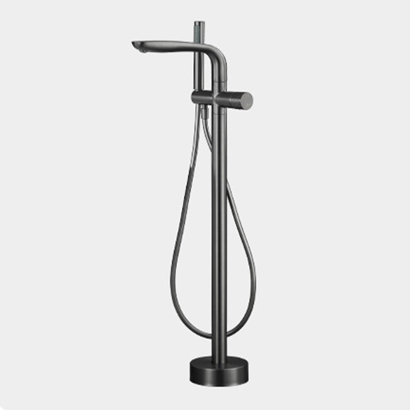 Floor Mounted Metal Freestanding Tub Filler Hand Shower Freestanding Faucet Clearhalo 'Bathroom Remodel & Bathroom Fixtures' 'Bathtub Faucets' 'bathtub_faucets' 'Home Improvement' 'home_improvement' 'home_improvement_bathtub_faucets' 6914971