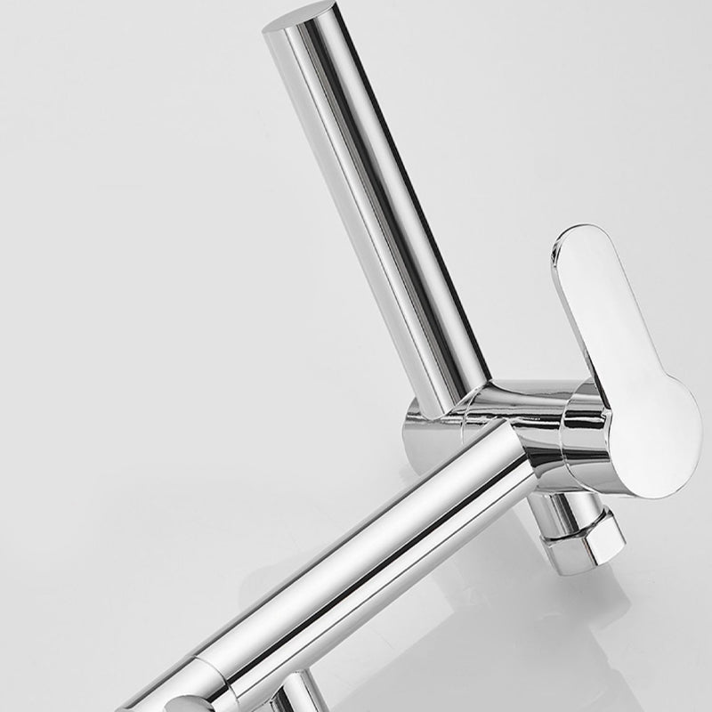 Wall Mounted Metal Rotatable Tub Filler Single Handle Faucet Clearhalo 'Bathroom Remodel & Bathroom Fixtures' 'Bathtub Faucets' 'bathtub_faucets' 'Home Improvement' 'home_improvement' 'home_improvement_bathtub_faucets' 6915039