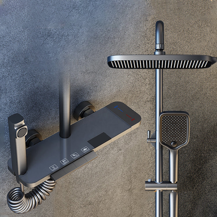 Shower System Square Handheld Shower Head Massage Shower Trim Clearhalo 'Bathroom Remodel & Bathroom Fixtures' 'Home Improvement' 'home_improvement' 'home_improvement_shower_faucets' 'Shower Faucets & Systems' 'shower_faucets' 'Showers & Bathtubs Plumbing' 'Showers & Bathtubs' 6915103