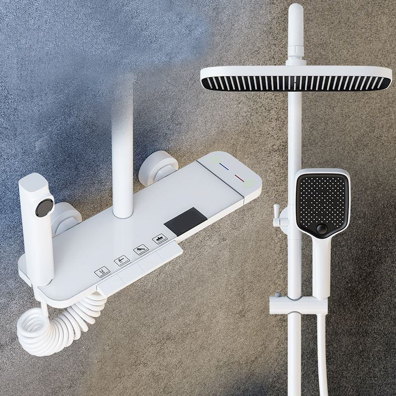 Shower System Square Handheld Shower Head Massage Shower Trim White Temperature Control Clearhalo 'Bathroom Remodel & Bathroom Fixtures' 'Home Improvement' 'home_improvement' 'home_improvement_shower_faucets' 'Shower Faucets & Systems' 'shower_faucets' 'Showers & Bathtubs Plumbing' 'Showers & Bathtubs' 6915105