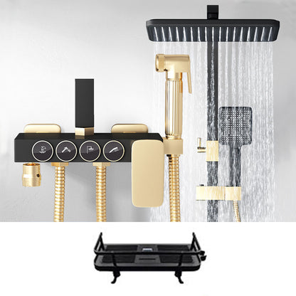Shower Trim Square Handheld Shower Head Massage Jet Shower System Black-Gold Temperature Control Digital Display Not Included Clearhalo 'Bathroom Remodel & Bathroom Fixtures' 'Home Improvement' 'home_improvement' 'home_improvement_shower_faucets' 'Shower Faucets & Systems' 'shower_faucets' 'Showers & Bathtubs Plumbing' 'Showers & Bathtubs' 6915119