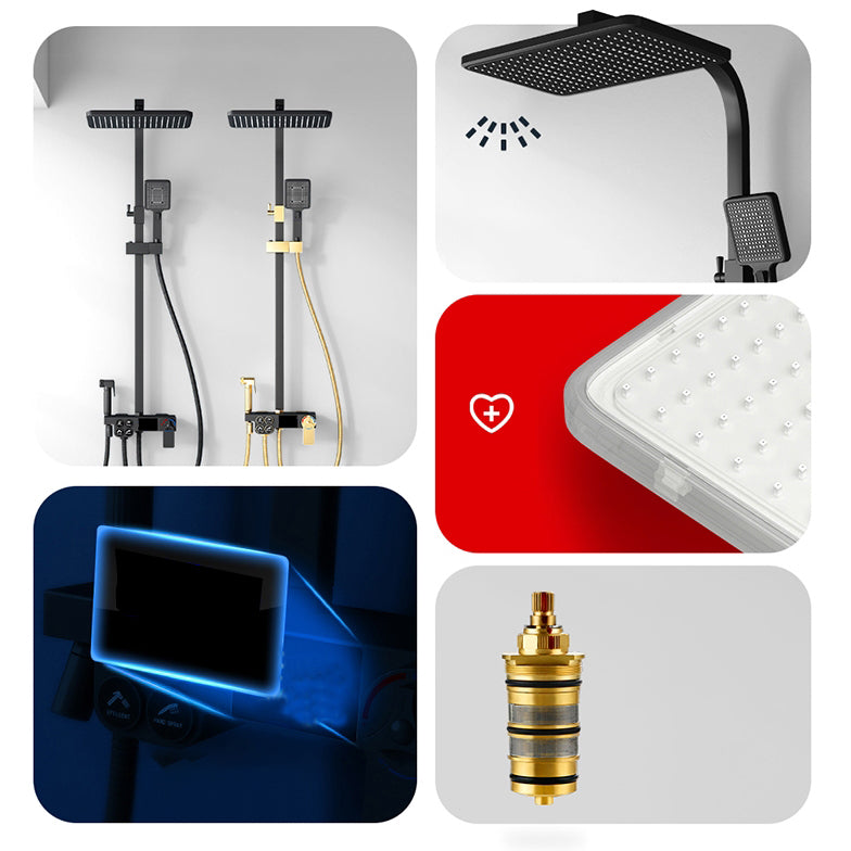 Shower Trim Square Handheld Shower Head Massage Jet Shower System Clearhalo 'Bathroom Remodel & Bathroom Fixtures' 'Home Improvement' 'home_improvement' 'home_improvement_shower_faucets' 'Shower Faucets & Systems' 'shower_faucets' 'Showers & Bathtubs Plumbing' 'Showers & Bathtubs' 6915120