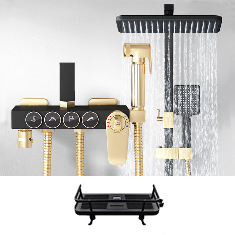 Shower Trim Square Handheld Shower Head Massage Jet Shower System Black-Gold Thermostatic Digital Display Not Included Clearhalo 'Bathroom Remodel & Bathroom Fixtures' 'Home Improvement' 'home_improvement' 'home_improvement_shower_faucets' 'Shower Faucets & Systems' 'shower_faucets' 'Showers & Bathtubs Plumbing' 'Showers & Bathtubs' 6915121