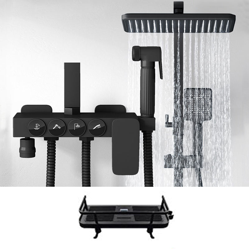 Shower Trim Square Handheld Shower Head Massage Jet Shower System Black Temperature Control Digital Display Not Included Clearhalo 'Bathroom Remodel & Bathroom Fixtures' 'Home Improvement' 'home_improvement' 'home_improvement_shower_faucets' 'Shower Faucets & Systems' 'shower_faucets' 'Showers & Bathtubs Plumbing' 'Showers & Bathtubs' 6915126