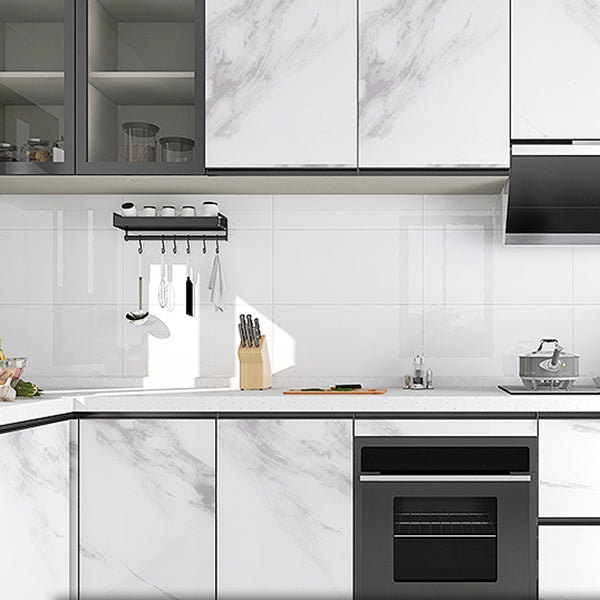 Rectangular PVC 12" X 23" 6-Pack Peel and Stick Wall Tile Kitchen and Bathroom Backsplash Gloss White 60-Piece Set Clearhalo 'Flooring 'Home Improvement' 'home_improvement' 'home_improvement_peel_stick_blacksplash' 'Peel & Stick Backsplash Tile' 'peel_stick_blacksplash' 'Walls & Ceilings' Walls and Ceiling' 6915378