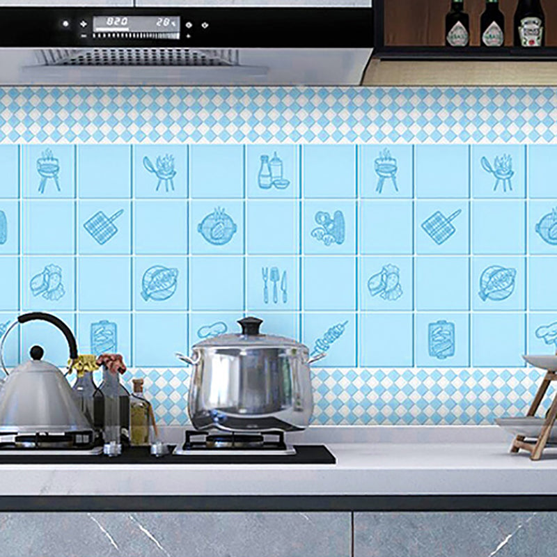 Wallpaper Wall Protective Film Waterproof Moisture-proof Oil-proof Kitchen and Bathroom Blue 23.6"L x 196.9"W Clearhalo 'Flooring 'Home Improvement' 'home_improvement' 'home_improvement_peel_stick_blacksplash' 'Peel & Stick Backsplash Tile' 'peel_stick_blacksplash' 'Walls & Ceilings' Walls and Ceiling' 6915466