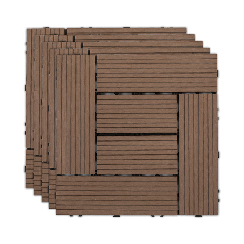 Water Resistant Tile Flooring Engineered Wood Floor Tile with Click Lock Dark Brown Clearhalo 'Flooring 'Hardwood Flooring' 'hardwood_flooring' 'Home Improvement' 'home_improvement' 'home_improvement_hardwood_flooring' Walls and Ceiling' 6915601