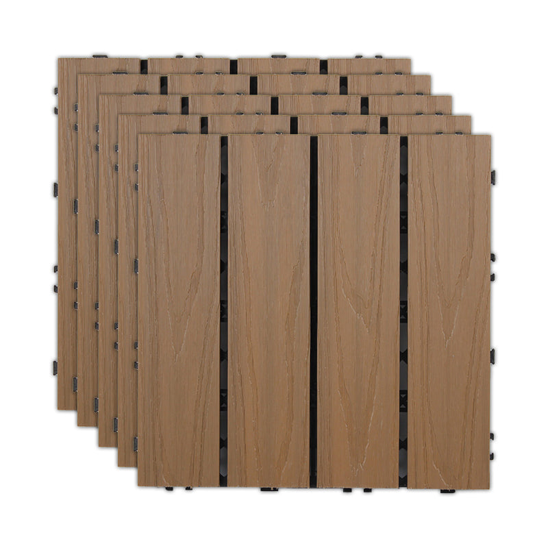 Water Resistant Tile Flooring Engineered Wood Floor Tile with Click Lock Dark Khaki Clearhalo 'Flooring 'Hardwood Flooring' 'hardwood_flooring' 'Home Improvement' 'home_improvement' 'home_improvement_hardwood_flooring' Walls and Ceiling' 6915602