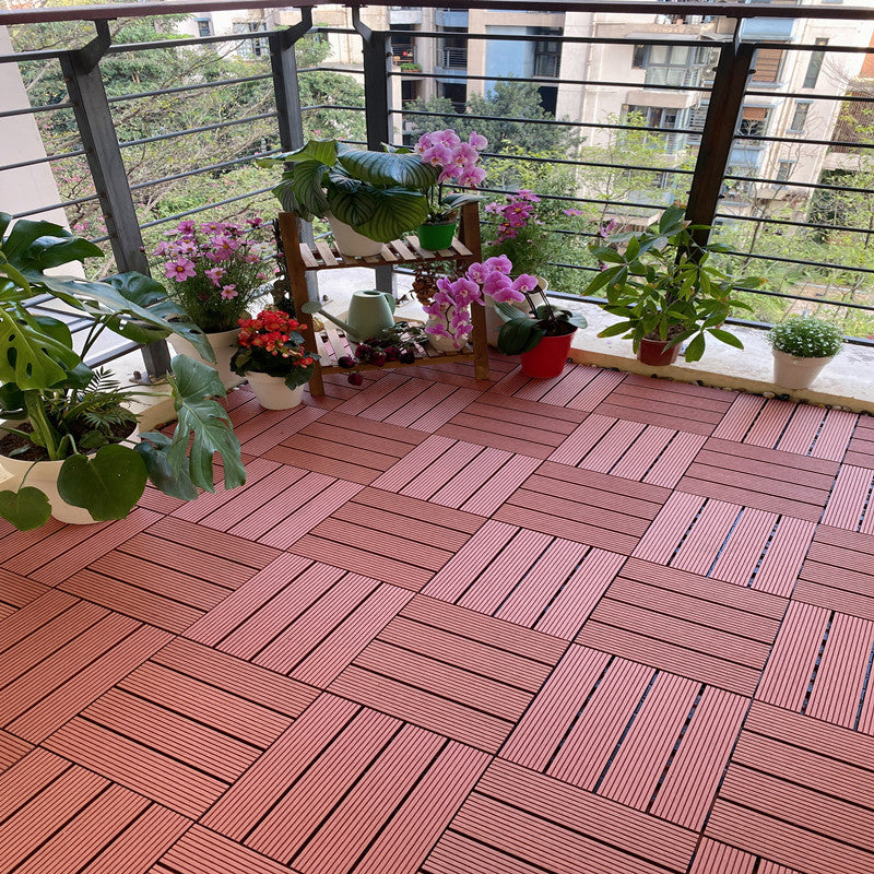 Composite Deck Tile Solid Color Water Resistant Patio Flooring Tile Rosewood Clearhalo 'Home Improvement' 'home_improvement' 'home_improvement_outdoor_deck_tiles_planks' 'Outdoor Deck Tiles & Planks' 'Outdoor Flooring & Tile' 'Outdoor Remodel' 'outdoor_deck_tiles_planks' 6915674