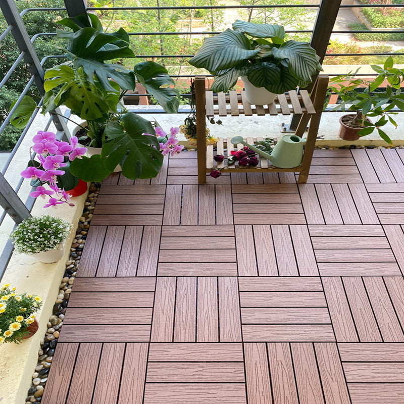 Composite Deck Tile Solid Color Water Resistant Patio Flooring Tile Light Coffee Clearhalo 'Home Improvement' 'home_improvement' 'home_improvement_outdoor_deck_tiles_planks' 'Outdoor Deck Tiles & Planks' 'Outdoor Flooring & Tile' 'Outdoor Remodel' 'outdoor_deck_tiles_planks' 6915675