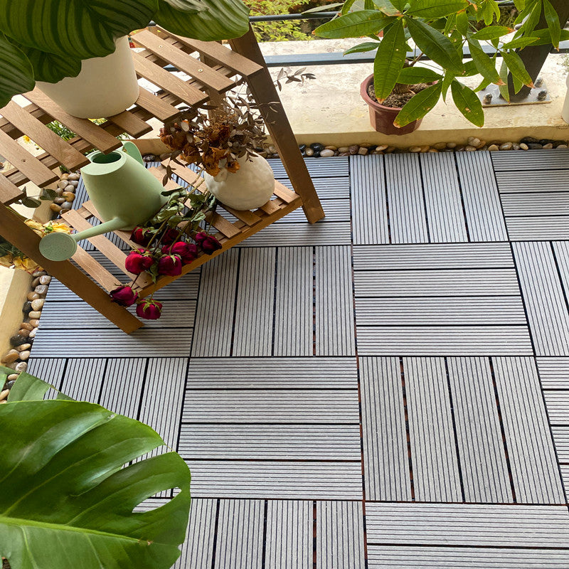 Composite Deck Tile Solid Color Water Resistant Patio Flooring Tile Grey Clearhalo 'Home Improvement' 'home_improvement' 'home_improvement_outdoor_deck_tiles_planks' 'Outdoor Deck Tiles & Planks' 'Outdoor Flooring & Tile' 'Outdoor Remodel' 'outdoor_deck_tiles_planks' 6915677