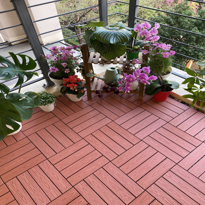 Composite Deck Tile Solid Color Water Resistant Patio Flooring Tile Red Brown Clearhalo 'Home Improvement' 'home_improvement' 'home_improvement_outdoor_deck_tiles_planks' 'Outdoor Deck Tiles & Planks' 'Outdoor Flooring & Tile' 'Outdoor Remodel' 'outdoor_deck_tiles_planks' 6915683