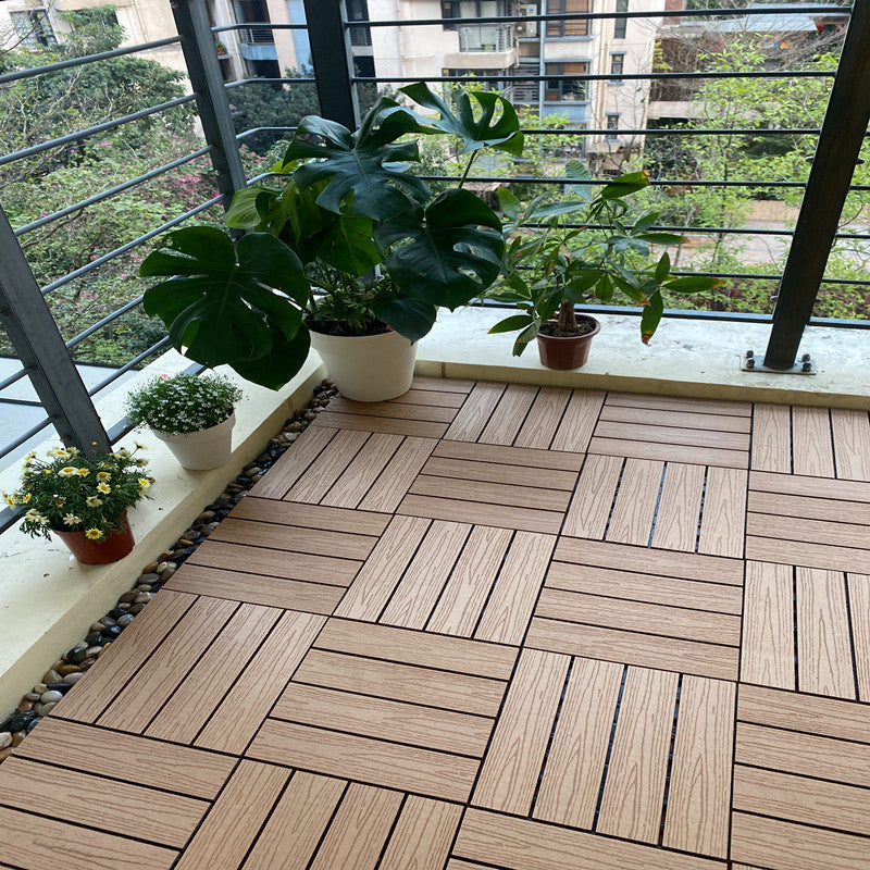 Composite Deck Tile Solid Color Water Resistant Patio Flooring Tile Khaki Clearhalo 'Home Improvement' 'home_improvement' 'home_improvement_outdoor_deck_tiles_planks' 'Outdoor Deck Tiles & Planks' 'Outdoor Flooring & Tile' 'Outdoor Remodel' 'outdoor_deck_tiles_planks' 6915685