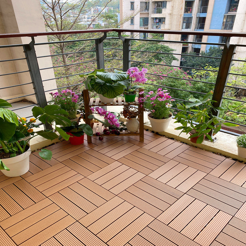 Composite Deck Tile Solid Color Water Resistant Patio Flooring Tile Yellow Brown Clearhalo 'Home Improvement' 'home_improvement' 'home_improvement_outdoor_deck_tiles_planks' 'Outdoor Deck Tiles & Planks' 'Outdoor Flooring & Tile' 'Outdoor Remodel' 'outdoor_deck_tiles_planks' 6915688