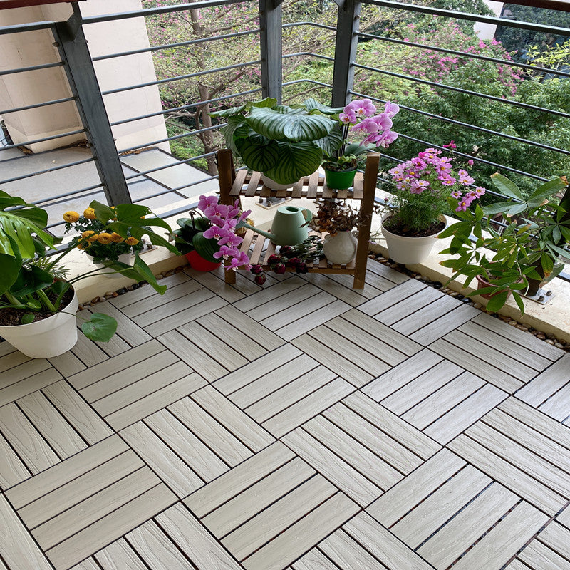 Composite Decking Tiles Interlocking Water Resistant Floor Tiles Gray/ White Clearhalo 'Home Improvement' 'home_improvement' 'home_improvement_outdoor_deck_tiles_planks' 'Outdoor Deck Tiles & Planks' 'Outdoor Flooring & Tile' 'Outdoor Remodel' 'outdoor_deck_tiles_planks' 6915700