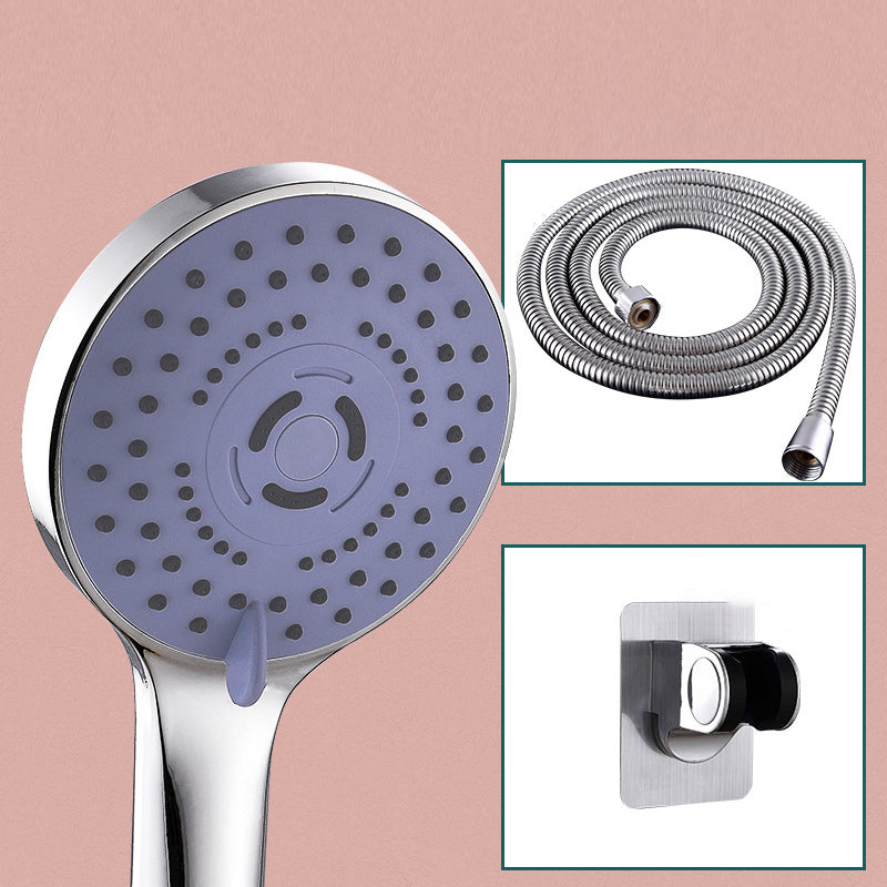 Round Shower Head Plastic Shower Head with Adjustable Spray Pattern Shower & Hose & Hole-free Wall Seat 2 meter Hose Clearhalo 'Bathroom Remodel & Bathroom Fixtures' 'Home Improvement' 'home_improvement' 'home_improvement_shower_heads' 'Shower Heads' 'shower_heads' 'Showers & Bathtubs Plumbing' 'Showers & Bathtubs' 6915814
