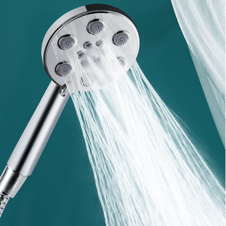 Contemporary Shower Head Plastic Shower Head with Adjustable Water Flow Silver Hand Shower Clearhalo 'Bathroom Remodel & Bathroom Fixtures' 'Home Improvement' 'home_improvement' 'home_improvement_shower_heads' 'Shower Heads' 'shower_heads' 'Showers & Bathtubs Plumbing' 'Showers & Bathtubs' 6915846