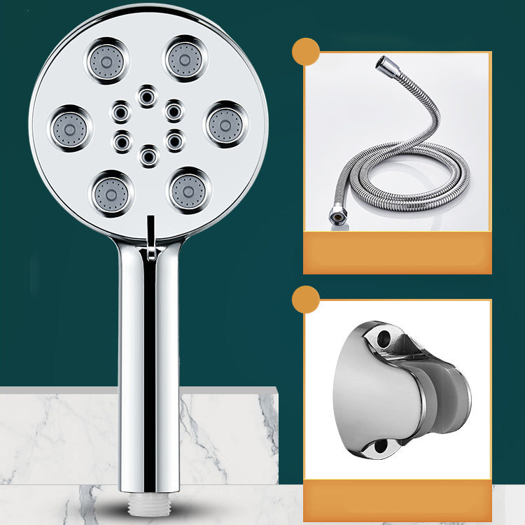 Contemporary Shower Head Plastic Shower Head with Adjustable Water Flow Silver Shower Heads & Hose & Wall pedestal Clearhalo 'Bathroom Remodel & Bathroom Fixtures' 'Home Improvement' 'home_improvement' 'home_improvement_shower_heads' 'Shower Heads' 'shower_heads' 'Showers & Bathtubs Plumbing' 'Showers & Bathtubs' 6915856