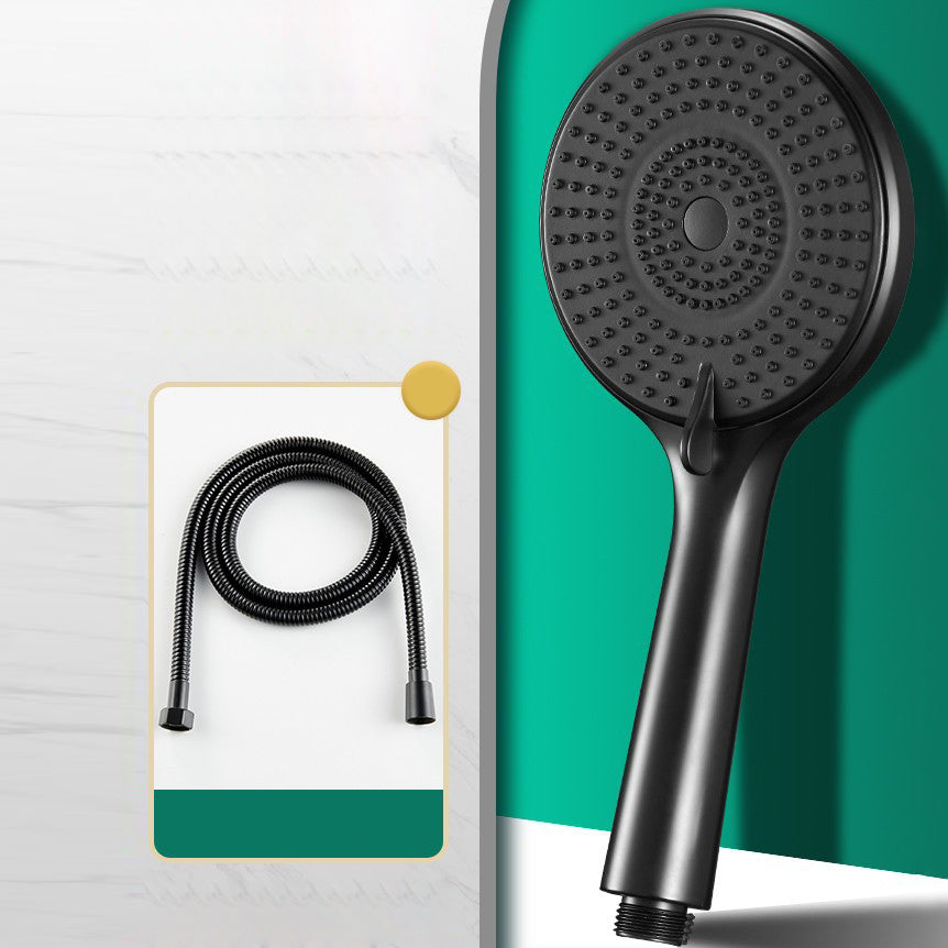 Round Shower Head Plastic Handheld Shower Head with Adjustable Spray Pattern Black Shower Head with Hose 1.5 meter Hose Clearhalo 'Bathroom Remodel & Bathroom Fixtures' 'Home Improvement' 'home_improvement' 'home_improvement_shower_heads' 'Shower Heads' 'shower_heads' 'Showers & Bathtubs Plumbing' 'Showers & Bathtubs' 6915913