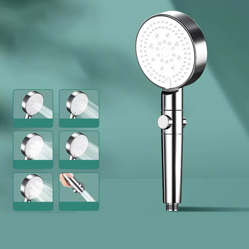 Modern Handheld Supercharged Shower Head Round Turbo Spray Head Silver Hand Shower Clearhalo 'Bathroom Remodel & Bathroom Fixtures' 'Home Improvement' 'home_improvement' 'home_improvement_shower_heads' 'Shower Heads' 'shower_heads' 'Showers & Bathtubs Plumbing' 'Showers & Bathtubs' 6915941