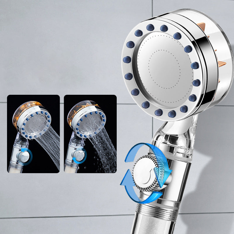 Contemporary Handheld Supercharged Shower Head Round Turbo Spray Head Clearhalo 'Bathroom Remodel & Bathroom Fixtures' 'Home Improvement' 'home_improvement' 'home_improvement_shower_heads' 'Shower Heads' 'shower_heads' 'Showers & Bathtubs Plumbing' 'Showers & Bathtubs' 6915954