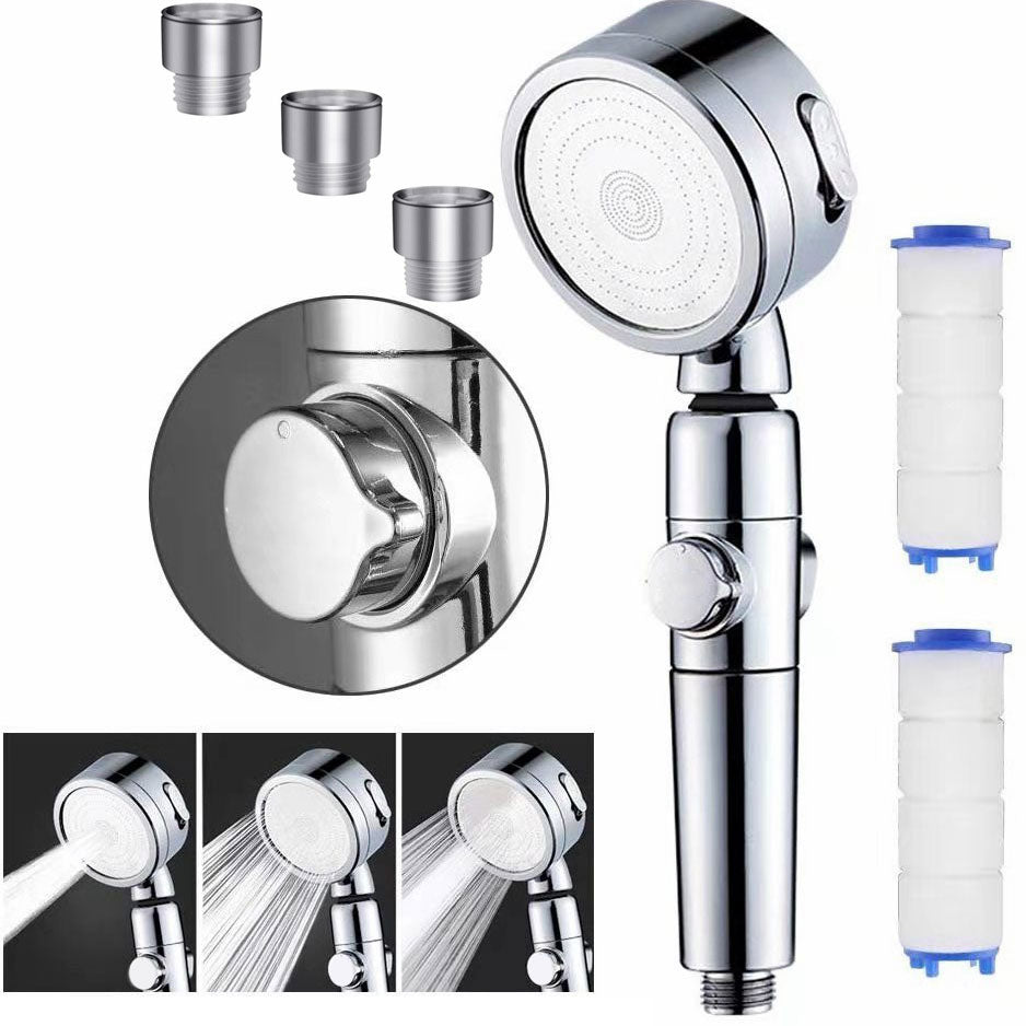 Modern Handheld Supercharged Shower Head Round 3 Setting Spray Head Clearhalo 'Bathroom Remodel & Bathroom Fixtures' 'Home Improvement' 'home_improvement' 'home_improvement_shower_heads' 'Shower Heads' 'shower_heads' 'Showers & Bathtubs Plumbing' 'Showers & Bathtubs' 6915970