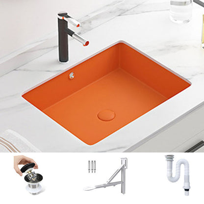 Modern Bathroom Sink Rectangular Vessel Bathroom Sink with Faucet Orange Sink with Faucet Clearhalo 'Bathroom Remodel & Bathroom Fixtures' 'Bathroom Sinks & Faucet Components' 'Bathroom Sinks' 'bathroom_sink' 'Home Improvement' 'home_improvement' 'home_improvement_bathroom_sink' 6916219