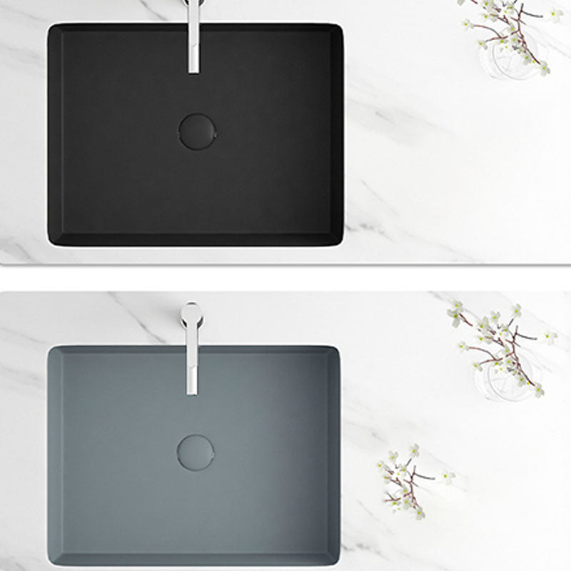 Modern Bathroom Sink Rectangular Vessel Bathroom Sink with Faucet Clearhalo 'Bathroom Remodel & Bathroom Fixtures' 'Bathroom Sinks & Faucet Components' 'Bathroom Sinks' 'bathroom_sink' 'Home Improvement' 'home_improvement' 'home_improvement_bathroom_sink' 6916225