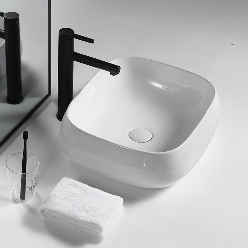 Porcelain Vessel Lavatory Sink Rectangular Shape Bathroom Sink Clearhalo 'Bathroom Remodel & Bathroom Fixtures' 'Bathroom Sinks & Faucet Components' 'Bathroom Sinks' 'bathroom_sink' 'Home Improvement' 'home_improvement' 'home_improvement_bathroom_sink' 6916414