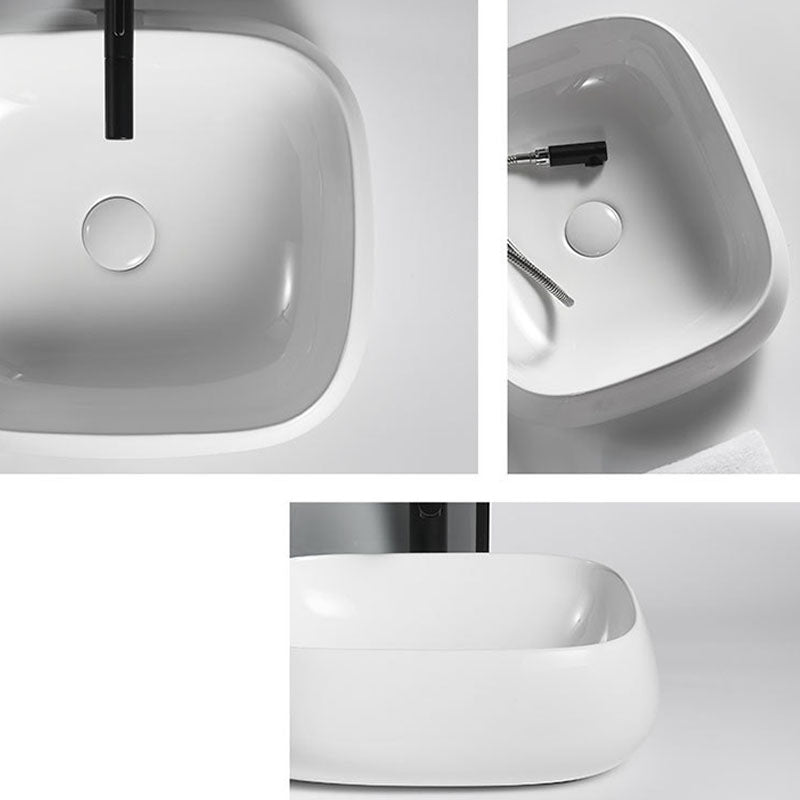 Porcelain Vessel Lavatory Sink Rectangular Shape Bathroom Sink Clearhalo 'Bathroom Remodel & Bathroom Fixtures' 'Bathroom Sinks & Faucet Components' 'Bathroom Sinks' 'bathroom_sink' 'Home Improvement' 'home_improvement' 'home_improvement_bathroom_sink' 6916416