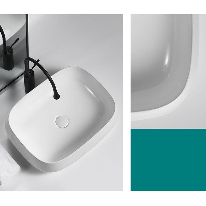 Porcelain Vessel Lavatory Sink Rectangular Shape Bathroom Sink Clearhalo 'Bathroom Remodel & Bathroom Fixtures' 'Bathroom Sinks & Faucet Components' 'Bathroom Sinks' 'bathroom_sink' 'Home Improvement' 'home_improvement' 'home_improvement_bathroom_sink' 6916417