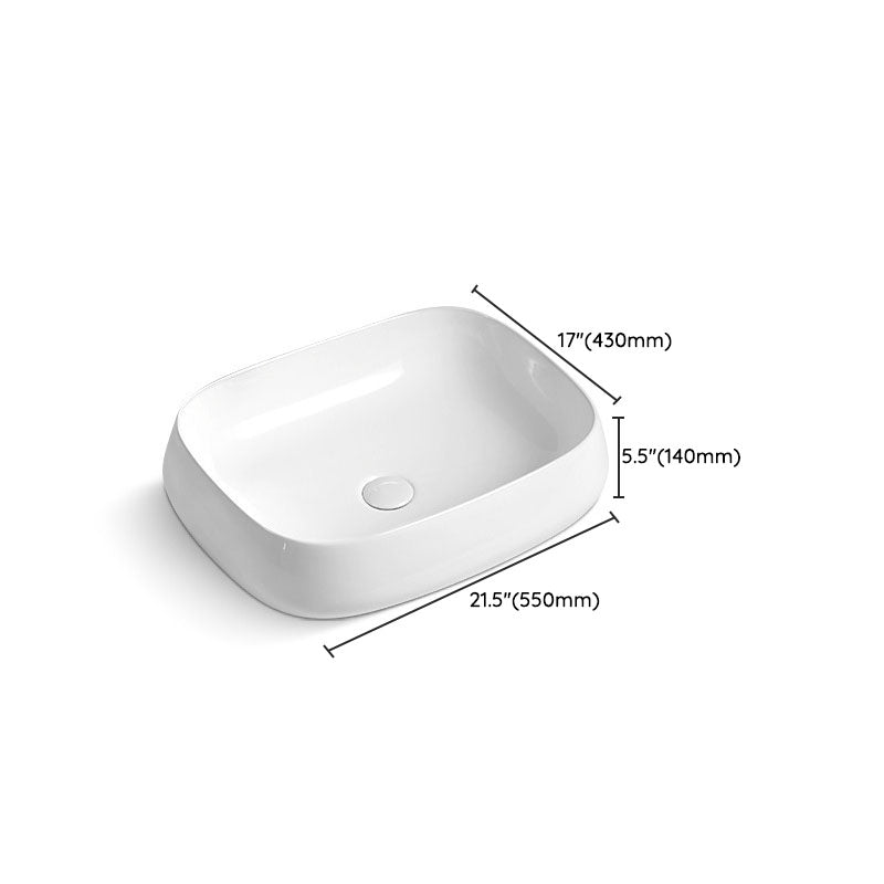 Porcelain Vessel Lavatory Sink Rectangular Shape Bathroom Sink Clearhalo 'Bathroom Remodel & Bathroom Fixtures' 'Bathroom Sinks & Faucet Components' 'Bathroom Sinks' 'bathroom_sink' 'Home Improvement' 'home_improvement' 'home_improvement_bathroom_sink' 6916419