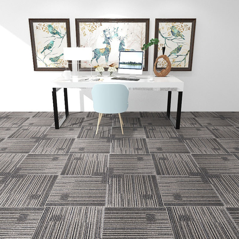 Carpet Tile Fade Resistant Non-Skid Solid Color Self-Stick Carpet Tiles Dining Room Grey Clearhalo 'Carpet Tiles & Carpet Squares' 'carpet_tiles_carpet_squares' 'Flooring 'Home Improvement' 'home_improvement' 'home_improvement_carpet_tiles_carpet_squares' Walls and Ceiling' 6916454