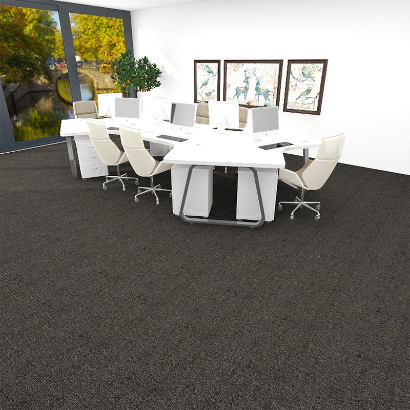 Carpet Tile Fade Resistant Non-Skid Solid Color Self-Stick Carpet Tiles Dining Room Black-Gray Clearhalo 'Carpet Tiles & Carpet Squares' 'carpet_tiles_carpet_squares' 'Flooring 'Home Improvement' 'home_improvement' 'home_improvement_carpet_tiles_carpet_squares' Walls and Ceiling' 6916467
