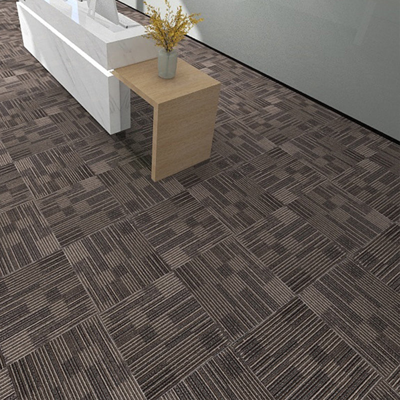 Carpet Tile Fade Resistant Non-Skid Solid Color Self-Stick Carpet Tiles Dining Room Dark Brown Clearhalo 'Carpet Tiles & Carpet Squares' 'carpet_tiles_carpet_squares' 'Flooring 'Home Improvement' 'home_improvement' 'home_improvement_carpet_tiles_carpet_squares' Walls and Ceiling' 6916473