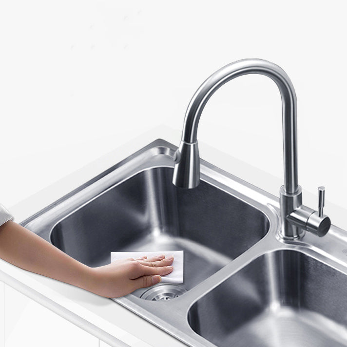 Kitchen Sink Stainless Steel Drop-In Noise-cancelling Design Kitchen Double Sink Clearhalo 'Home Improvement' 'home_improvement' 'home_improvement_kitchen_sinks' 'Kitchen Remodel & Kitchen Fixtures' 'Kitchen Sinks & Faucet Components' 'Kitchen Sinks' 'kitchen_sinks' 6916663