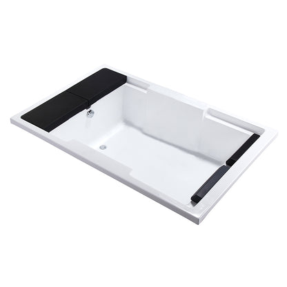 Modern Freestanding Bath Acrylic Soaking Square Back to Wall Bathtub Drop-In Tub Clearhalo 'Bathroom Remodel & Bathroom Fixtures' 'Bathtubs' 'Home Improvement' 'home_improvement' 'home_improvement_bathtubs' 'Showers & Bathtubs' 6921577