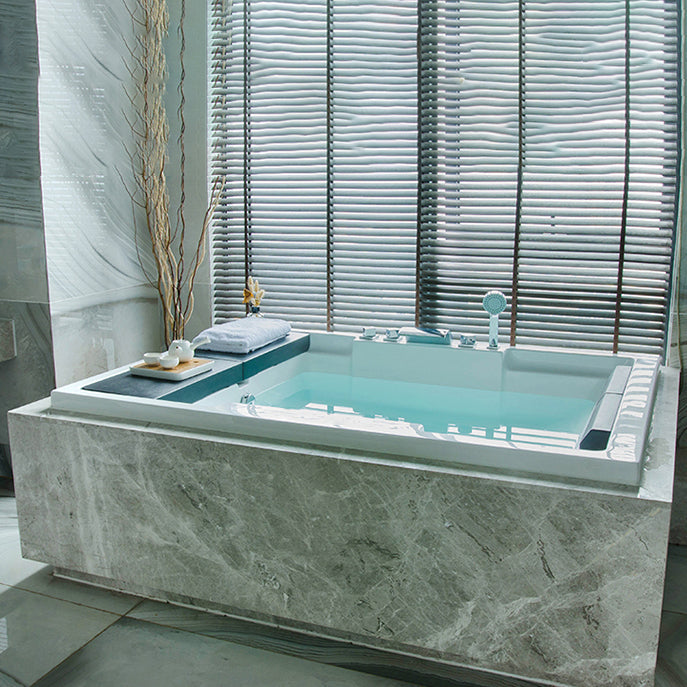 Modern Freestanding Bath Acrylic Soaking Square Back to Wall Bathtub Clearhalo 'Bathroom Remodel & Bathroom Fixtures' 'Bathtubs' 'Home Improvement' 'home_improvement' 'home_improvement_bathtubs' 'Showers & Bathtubs' 6921581