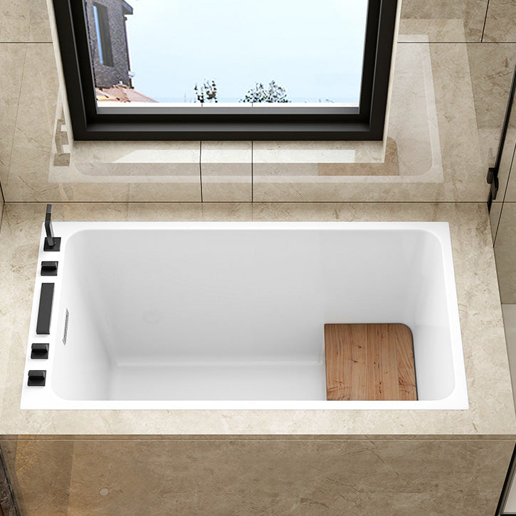 Rectangular Drop-in Acrylic Bathtub White Modern Back to Wall Bathtub Clearhalo 'Bathroom Remodel & Bathroom Fixtures' 'Bathtubs' 'Home Improvement' 'home_improvement' 'home_improvement_bathtubs' 'Showers & Bathtubs' 6921610