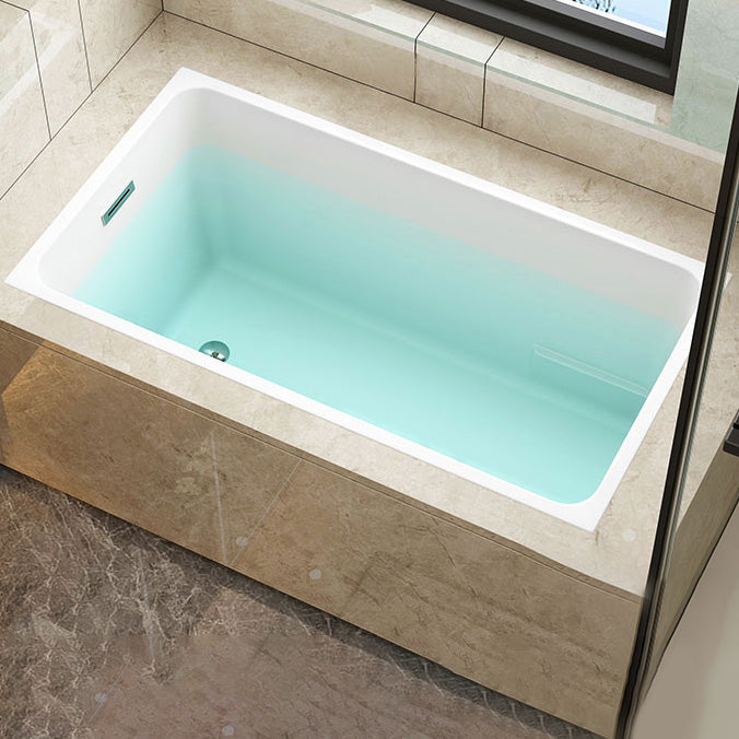 Rectangular Drop-in Acrylic Bathtub White Modern Back to Wall Bathtub Tub Clearhalo 'Bathroom Remodel & Bathroom Fixtures' 'Bathtubs' 'Home Improvement' 'home_improvement' 'home_improvement_bathtubs' 'Showers & Bathtubs' 6921611