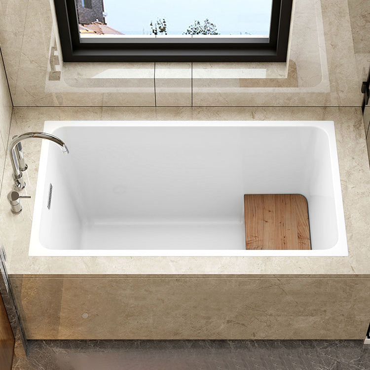 Rectangular Drop-in Acrylic Bathtub White Modern Back to Wall Bathtub Clearhalo 'Bathroom Remodel & Bathroom Fixtures' 'Bathtubs' 'Home Improvement' 'home_improvement' 'home_improvement_bathtubs' 'Showers & Bathtubs' 6921614