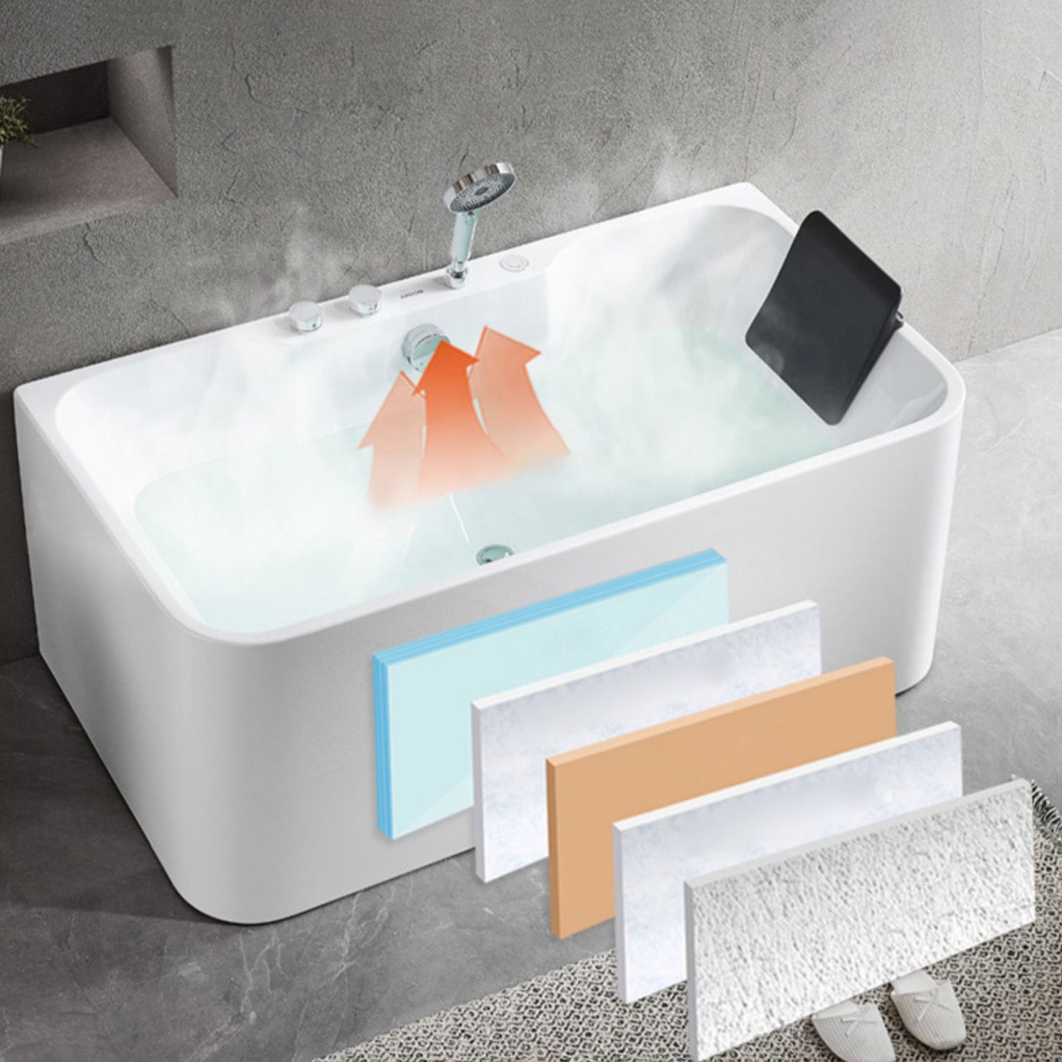 Antique Finish Acrylic Bathtub Rectangular Back to Wall Bath Tub Clearhalo 'Bathroom Remodel & Bathroom Fixtures' 'Bathtubs' 'Home Improvement' 'home_improvement' 'home_improvement_bathtubs' 'Showers & Bathtubs' 6921634