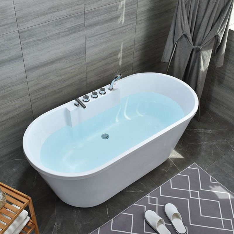 Acrylic Bath Soaking Back to Wall White Bathtub , 29.53-inch Wide Tub with Silver 5-Piece Set Clearhalo 'Bathroom Remodel & Bathroom Fixtures' 'Bathtubs' 'Home Improvement' 'home_improvement' 'home_improvement_bathtubs' 'Showers & Bathtubs' 6921650