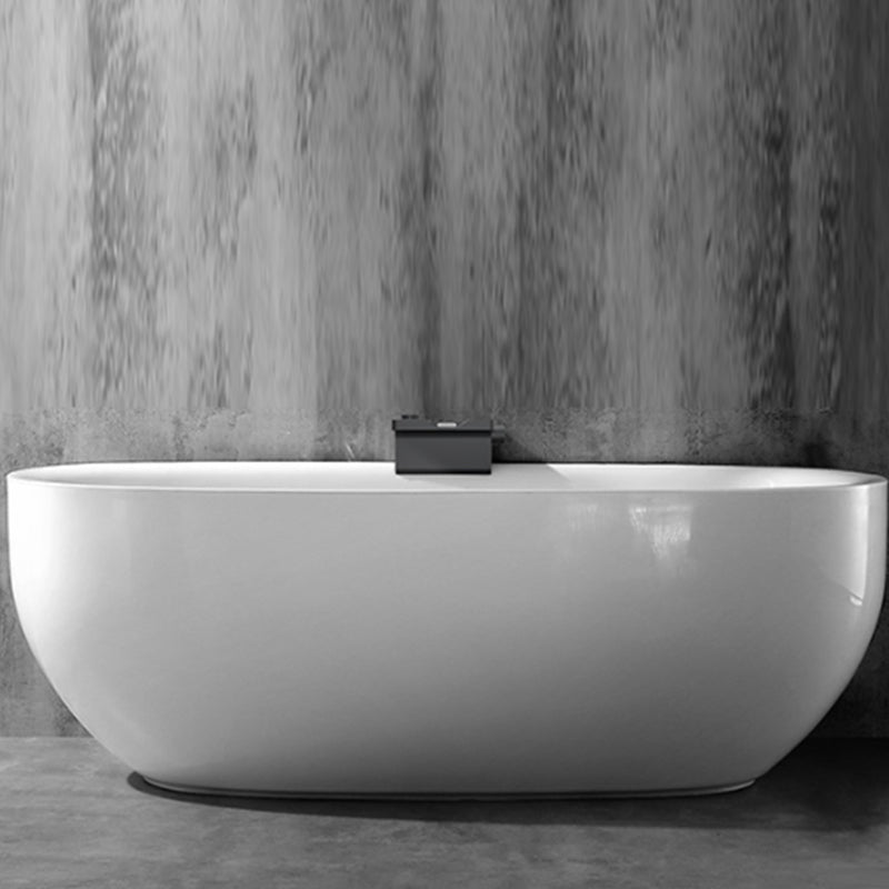 Acrylic Bathtub White Freestanding Soaking Bathtub , 23.62-inch Tall Bathtub & Black Faucet Clearhalo 'Bathroom Remodel & Bathroom Fixtures' 'Bathtubs' 'Home Improvement' 'home_improvement' 'home_improvement_bathtubs' 'Showers & Bathtubs' 6921702