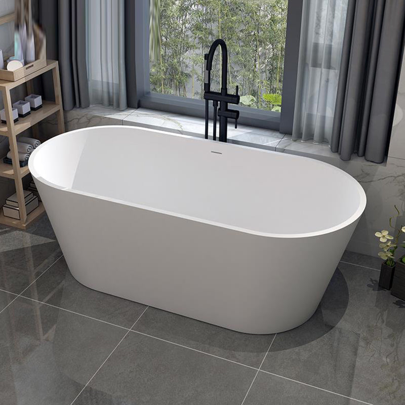 Stone Soaking Bathtub Antique Finish Oval Back to Wall Bath Tub (Faucet not Included) Matte White 67"L x 31"W x 23"H Clearhalo 'Bathroom Remodel & Bathroom Fixtures' 'Bathtubs' 'Home Improvement' 'home_improvement' 'home_improvement_bathtubs' 'Showers & Bathtubs' 6921739