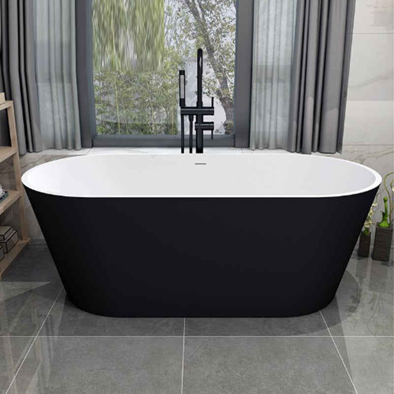 Stone Soaking Bathtub Antique Finish Oval Back to Wall Bath Tub (Faucet not Included) Black White Clearhalo 'Bathroom Remodel & Bathroom Fixtures' 'Bathtubs' 'Home Improvement' 'home_improvement' 'home_improvement_bathtubs' 'Showers & Bathtubs' 6921740
