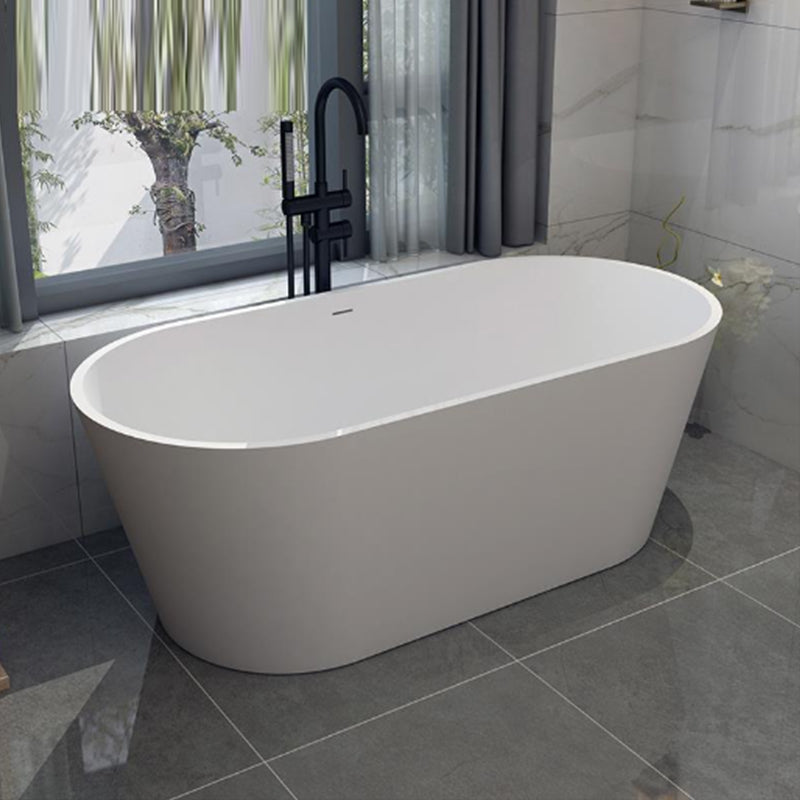 Stone Soaking Bathtub Antique Finish Oval Back to Wall Bath Tub (Faucet not Included) White 71"L x 31"W x 23"H Clearhalo 'Bathroom Remodel & Bathroom Fixtures' 'Bathtubs' 'Home Improvement' 'home_improvement' 'home_improvement_bathtubs' 'Showers & Bathtubs' 6921741