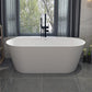Stone Soaking Bathtub Antique Finish Oval Back to Wall Bath Tub (Faucet not Included) Matte White 55"L x 28"W x 23"H Clearhalo 'Bathroom Remodel & Bathroom Fixtures' 'Bathtubs' 'Home Improvement' 'home_improvement' 'home_improvement_bathtubs' 'Showers & Bathtubs' 6921742